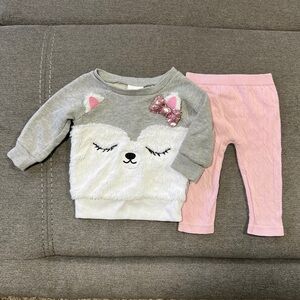 Nanette Kids/Healthtex Baby Girl 2-PC Outfit Set 12-24M Fox, textured leggings
